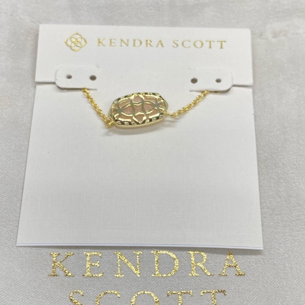 New Kendra Scott Gold Elisa in Rose Quartz - Picture 3 of 5